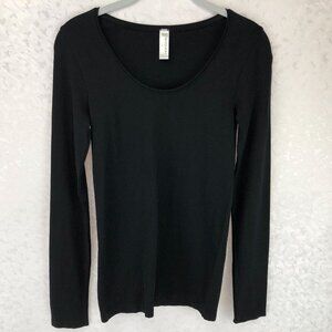 Witchery Fitted Long Sleeve Black Top with Scoop Neck Size Small
